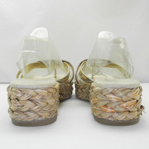 Sam Edelman Thong Platform Sandal Silver/Gold Leather Woven Jute-Women's Size 10 - Picture 4 of 7